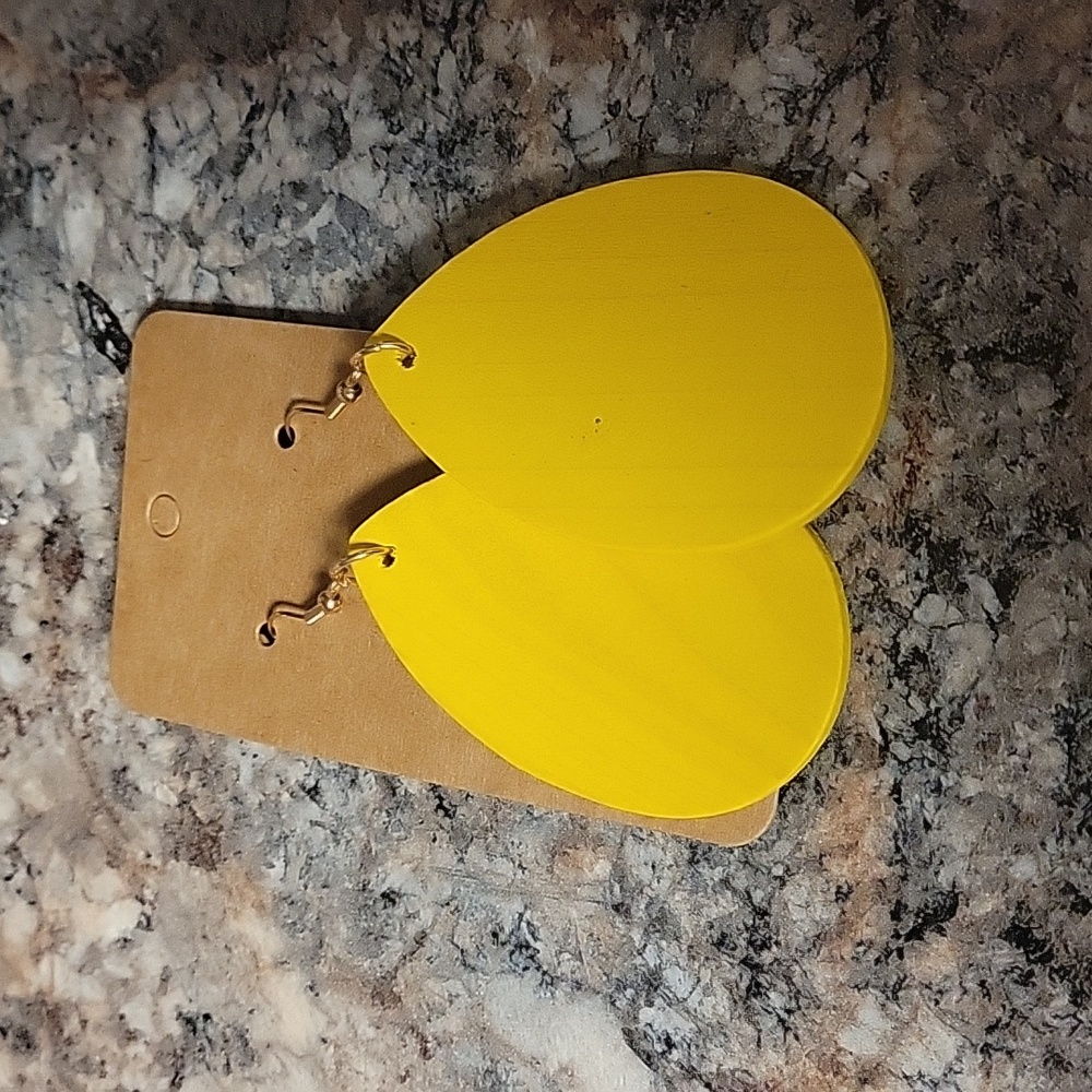 New Yellow wooden lightweight earrings